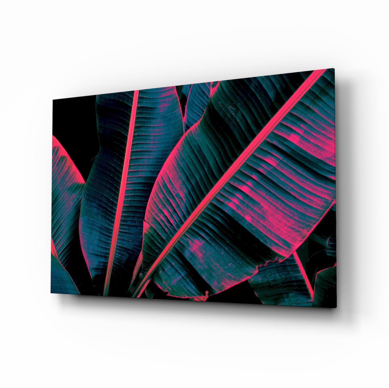 Neon Banana Leaf glass wall art print