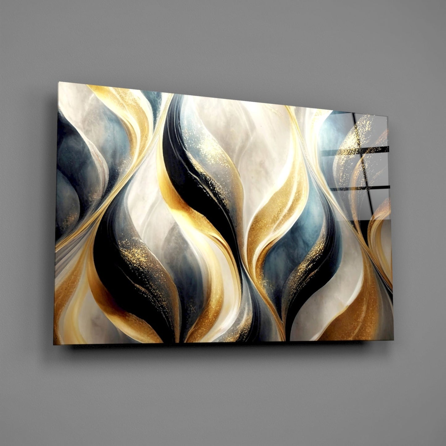 Gold Swirls Glass Wall Art