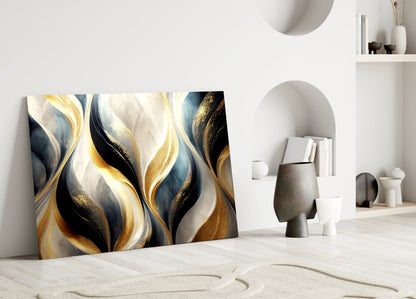Gold Swirls Glass Wall Art