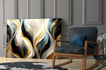 Gold Swirls Glass Wall Art