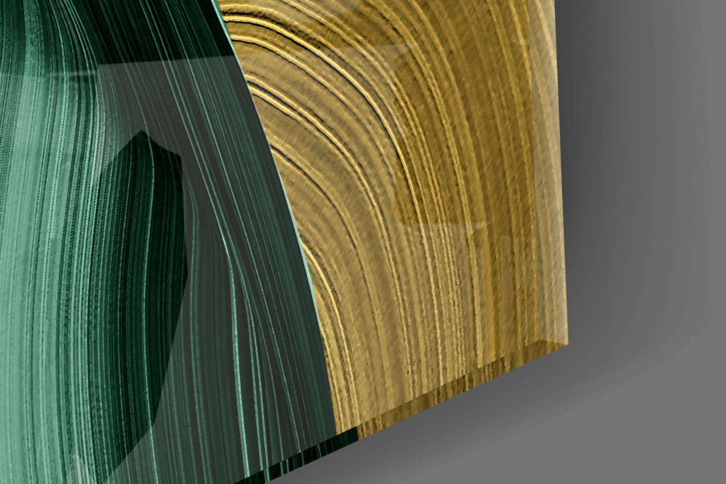 Gold and Green Swirls Glass Wall Art
