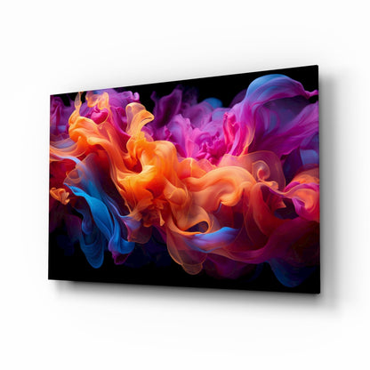 Vibrant swirls colored smoke glass wall art