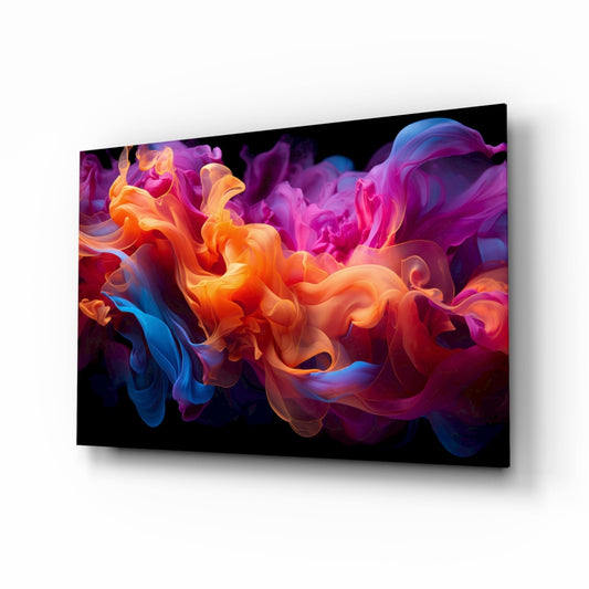 Vibrant swirls colored smoke glass wall art