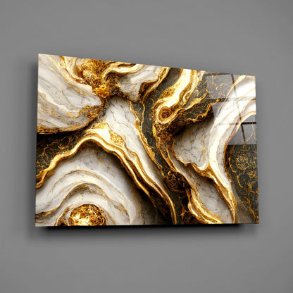 Gold Veins Marble Glass Wall Art
