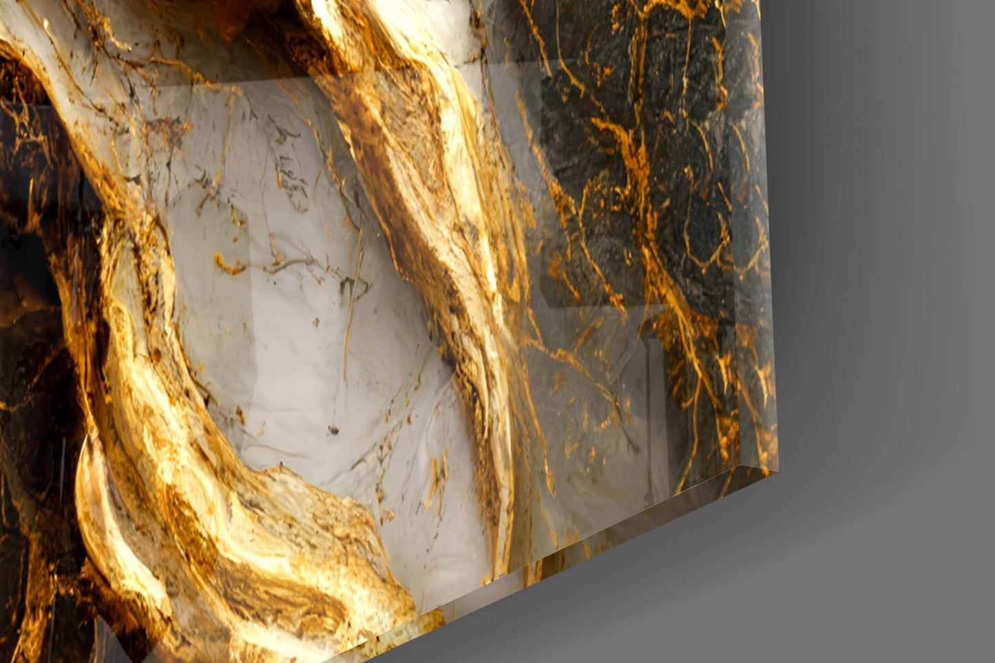 Gold Veins Marble Glass Wall Art