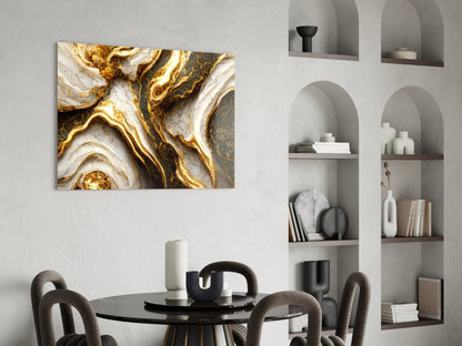 Gold Veins Marble Glass Wall Art