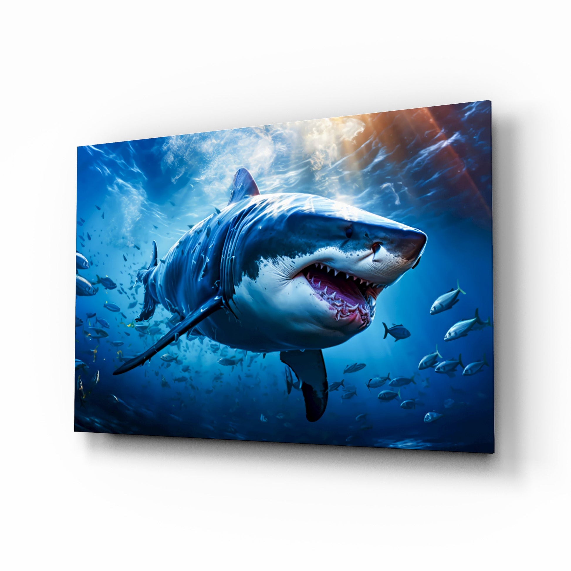 Shark glass wall art ocean decor