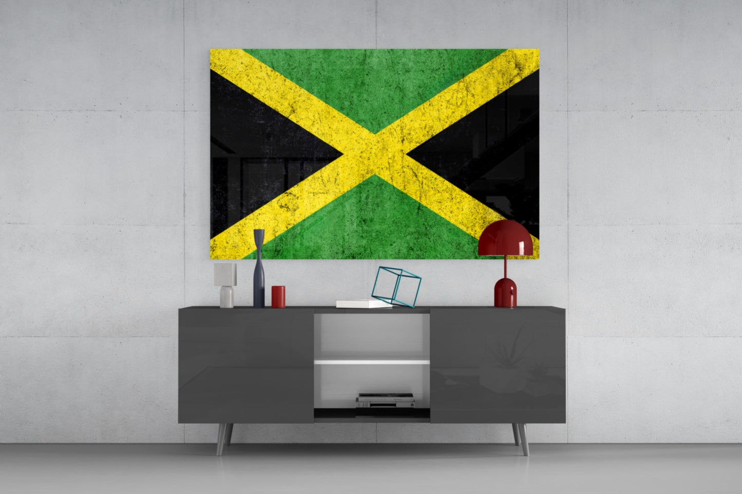 Jamaican Flag Glass Wall Art
