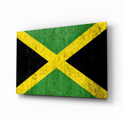 Jamaican flag glass wall art tempered glass print