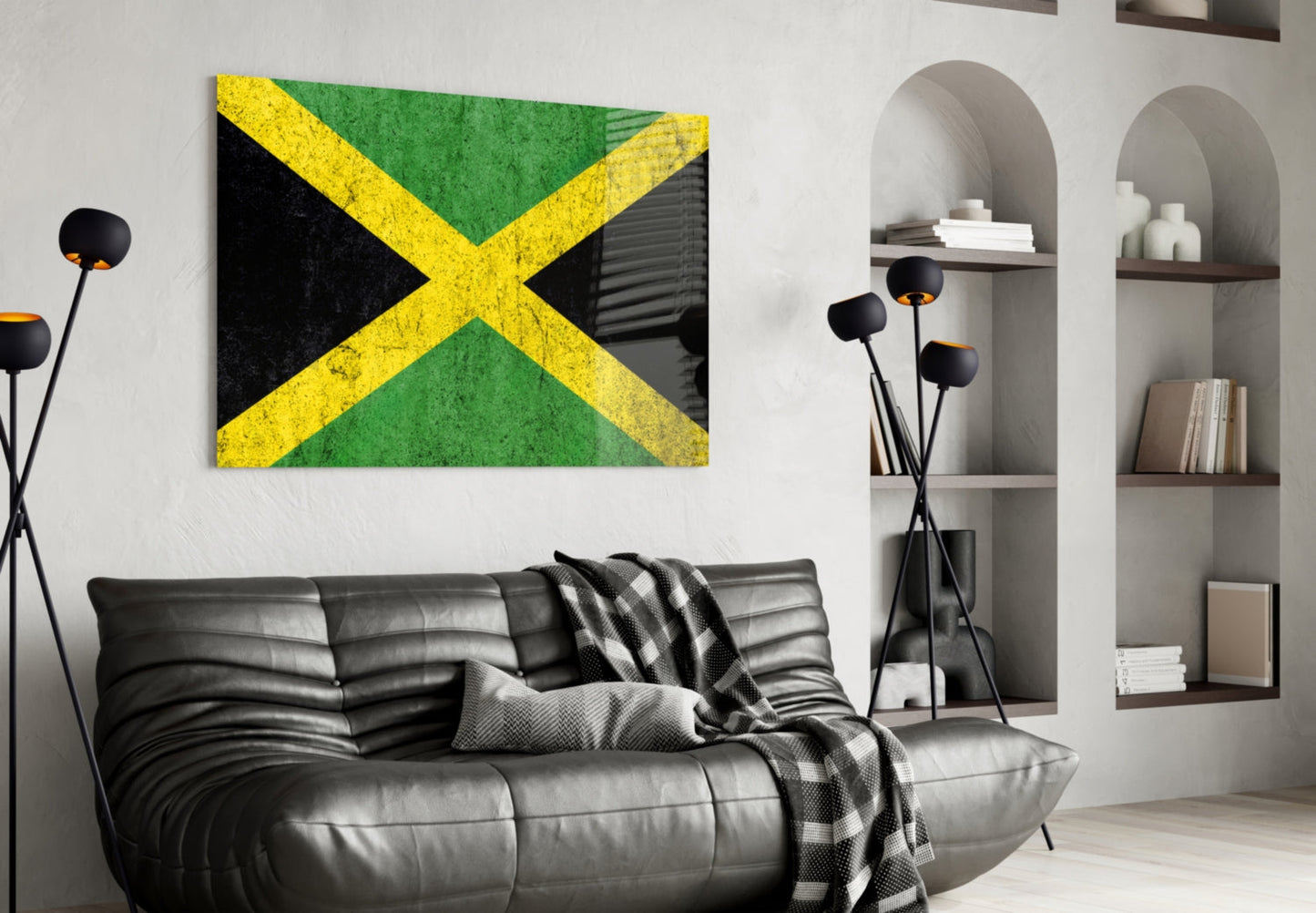 Jamaican Flag Glass Wall Art