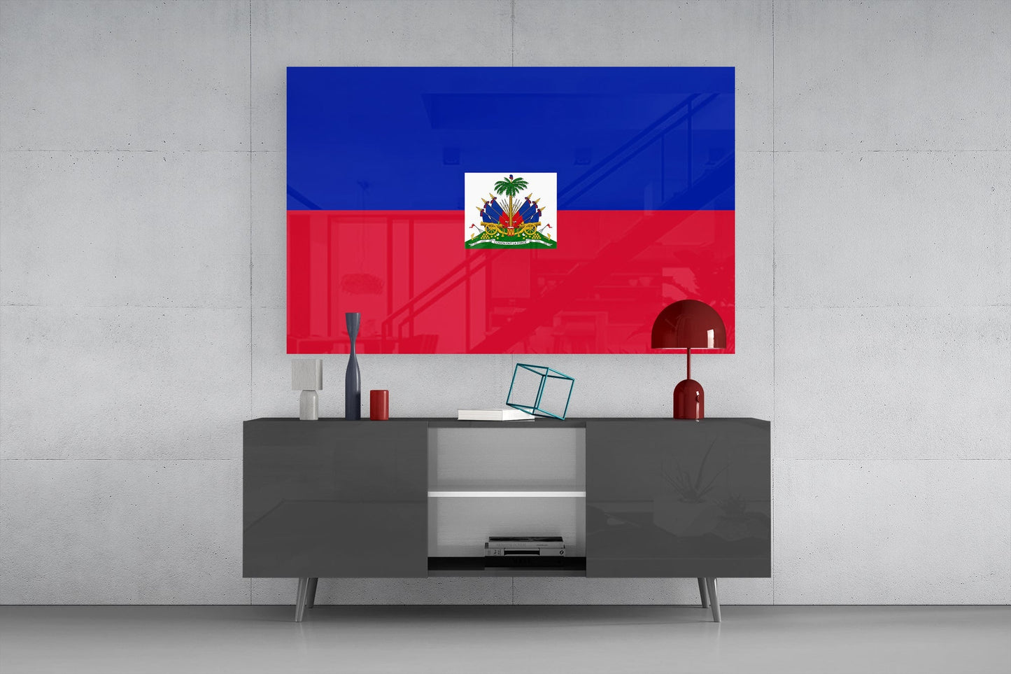 Haitian Flag Glass Wall Art