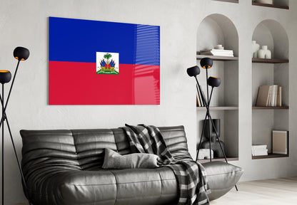 Haitian Flag Glass Wall Art