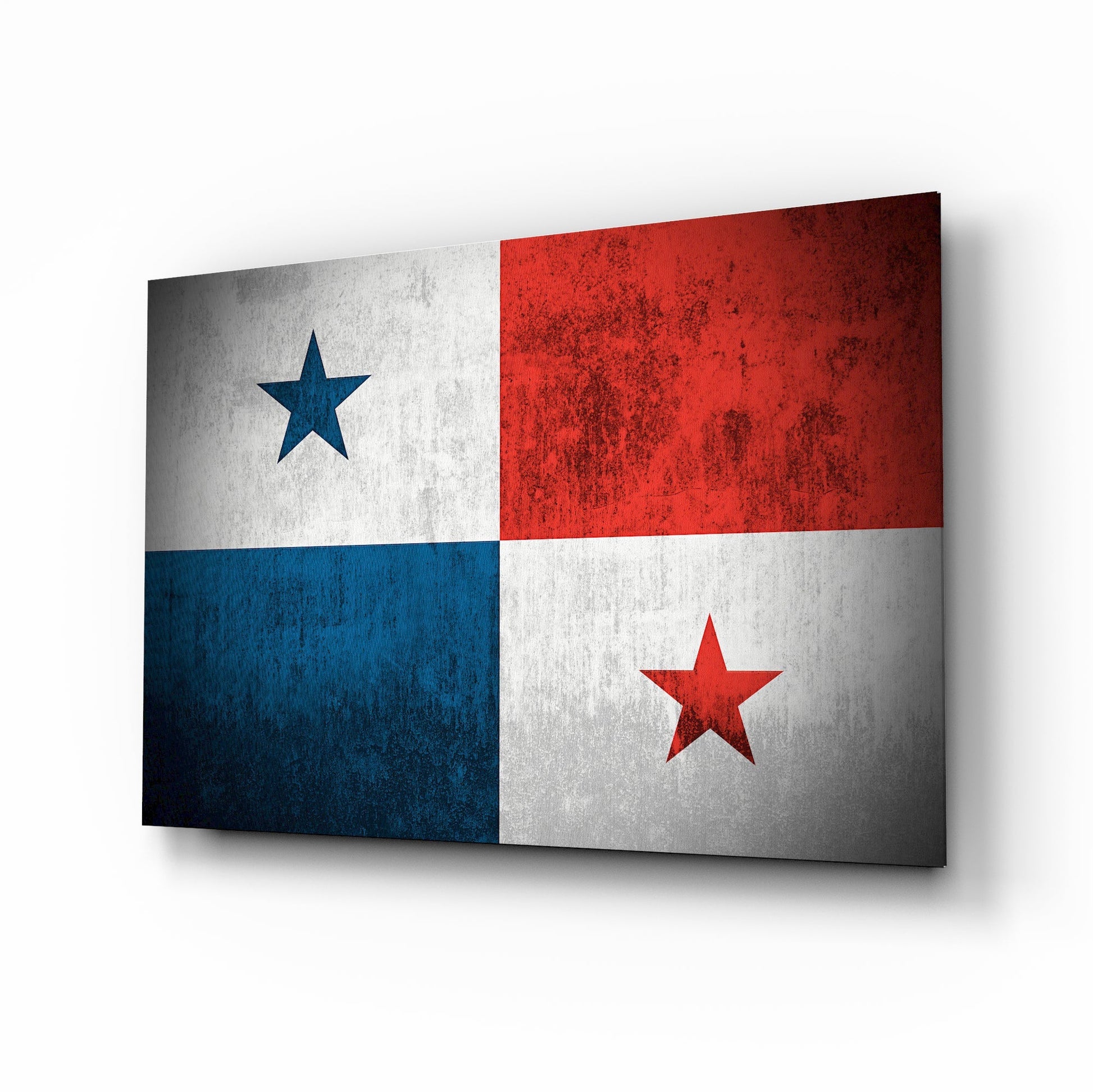 Panama Flag Glass Wall Art - grunge patriotic design on tempered glass