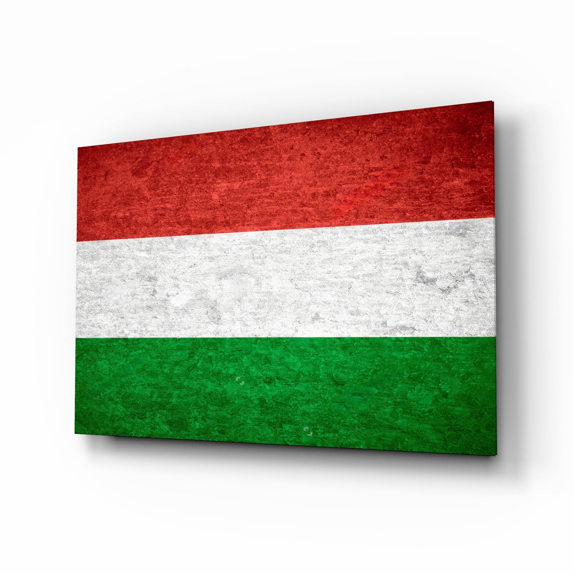 Hungary Flag Glass Wall Art - grunge patriotic design on tempered glass