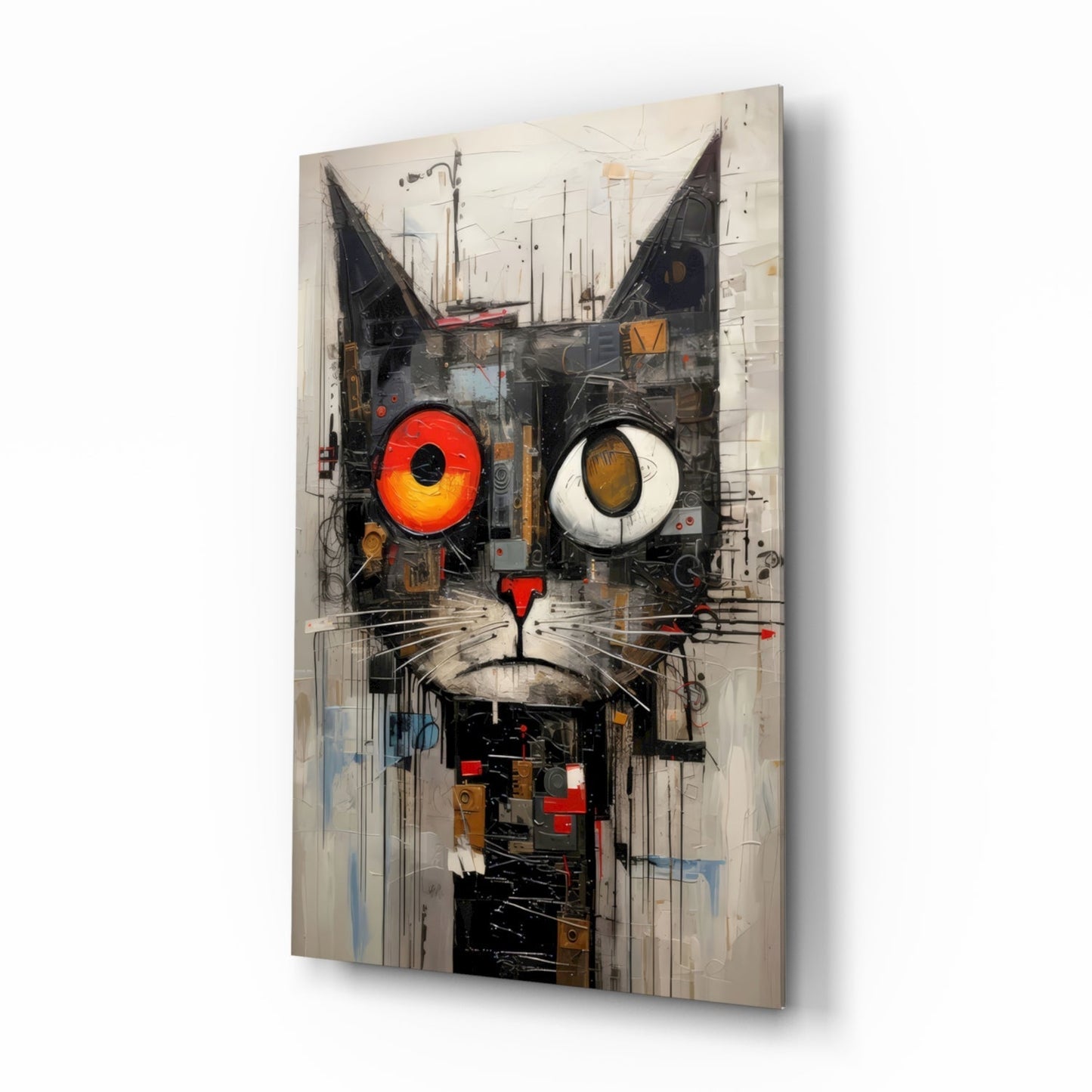 Cat glass wall art print