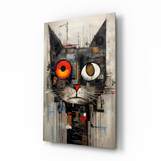 Cat glass wall art print