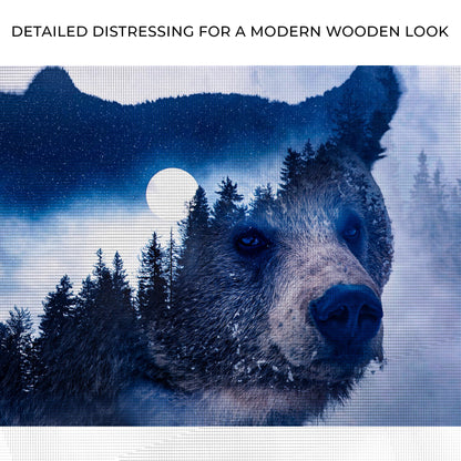 Forest Bear Illustration Canvas Wall Art