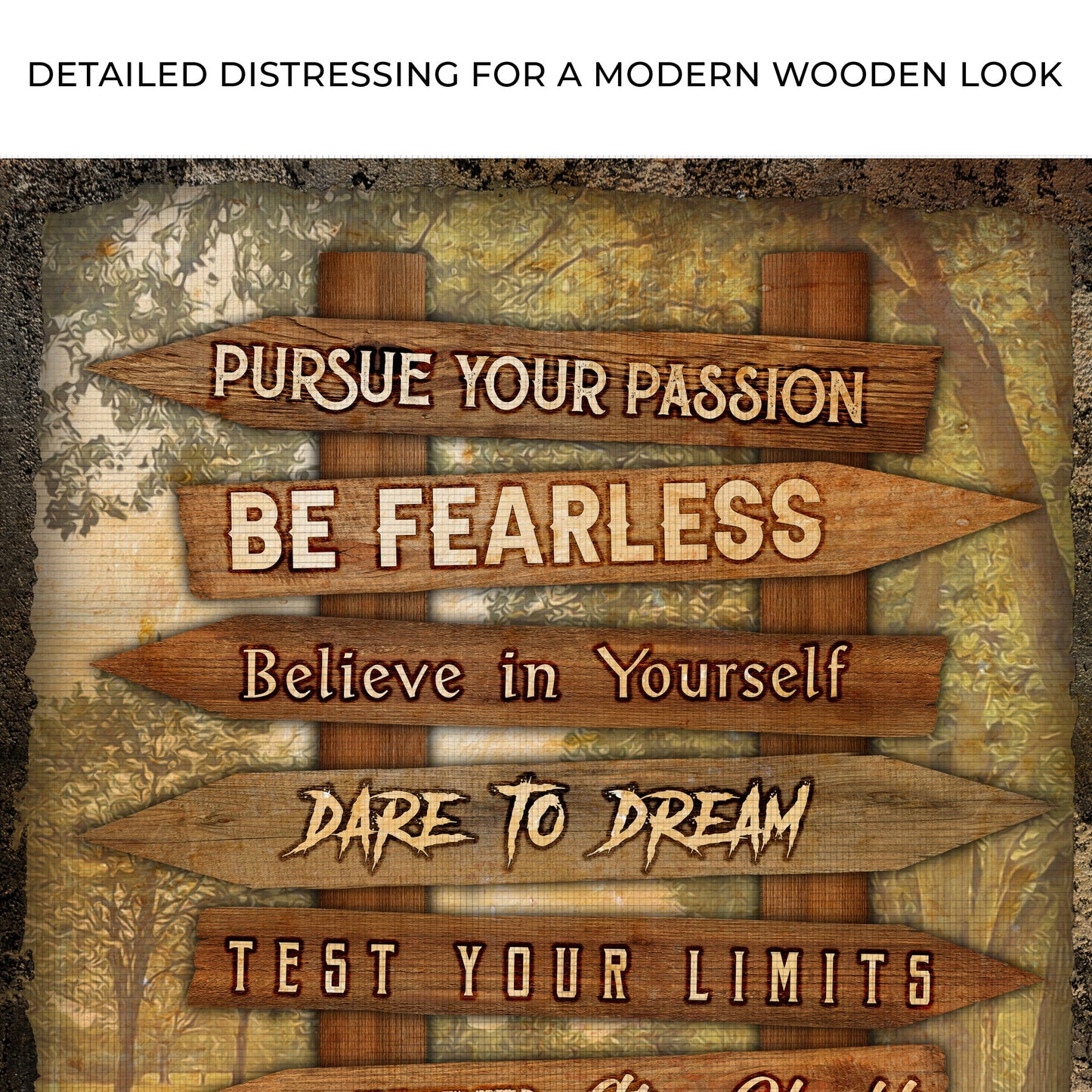 Pursue Your Passion Never Give Up Motivational Canvas Sign II