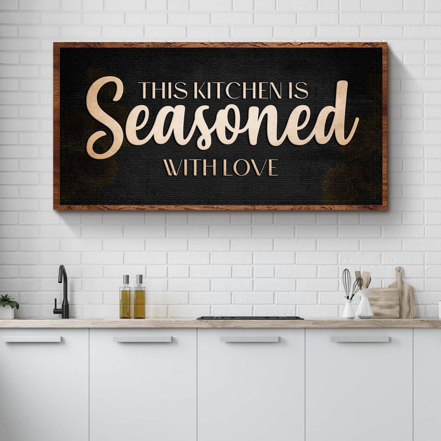 This Kitchen Is Seasoned With Love rustic canvas sign