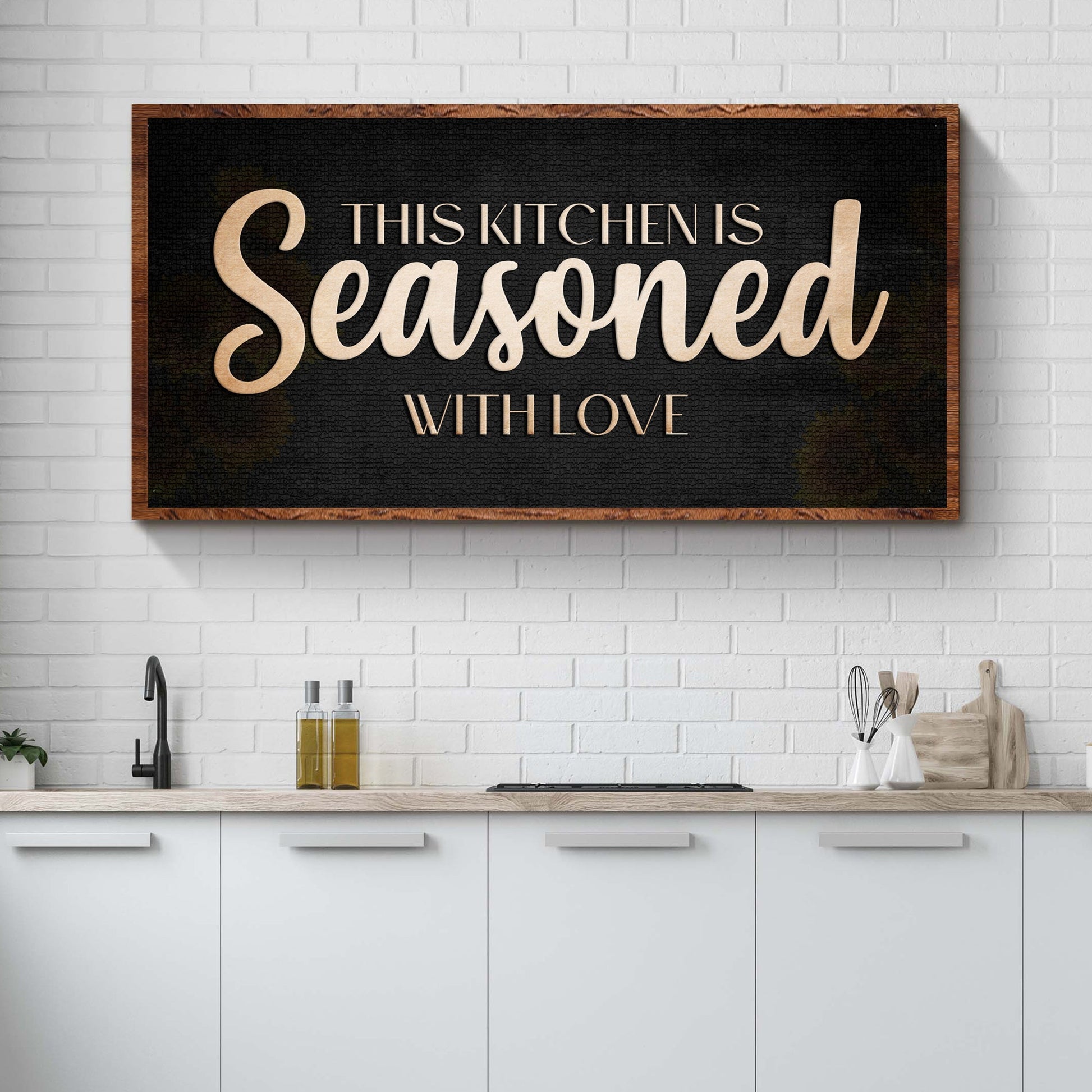 This Kitchen Is Seasoned With Love rustic canvas sign