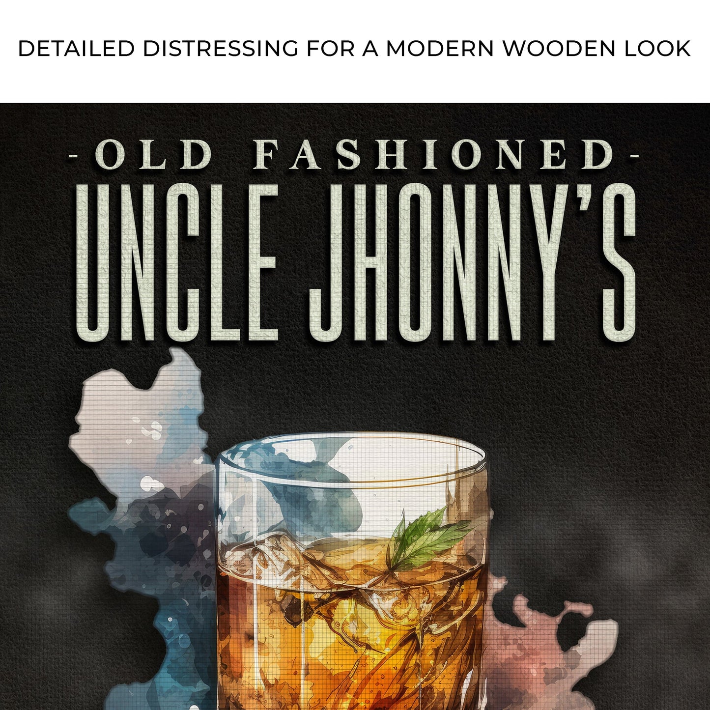 Old Fashioned Whiskey Bar Canvas Sign - Bar Wall Art