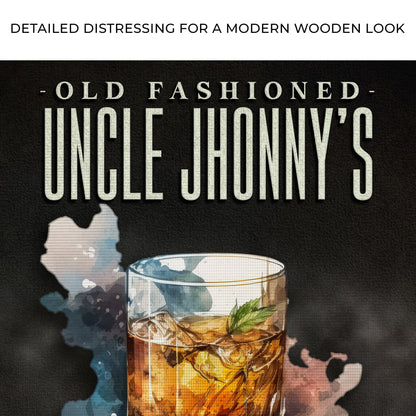 Old Fashioned Whiskey Bar Canvas Sign - Bar Wall Art