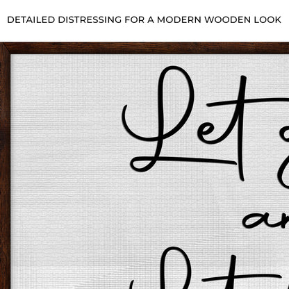 Close-up of the canvas print, with text: Detailed distressing for a modern wooden look
