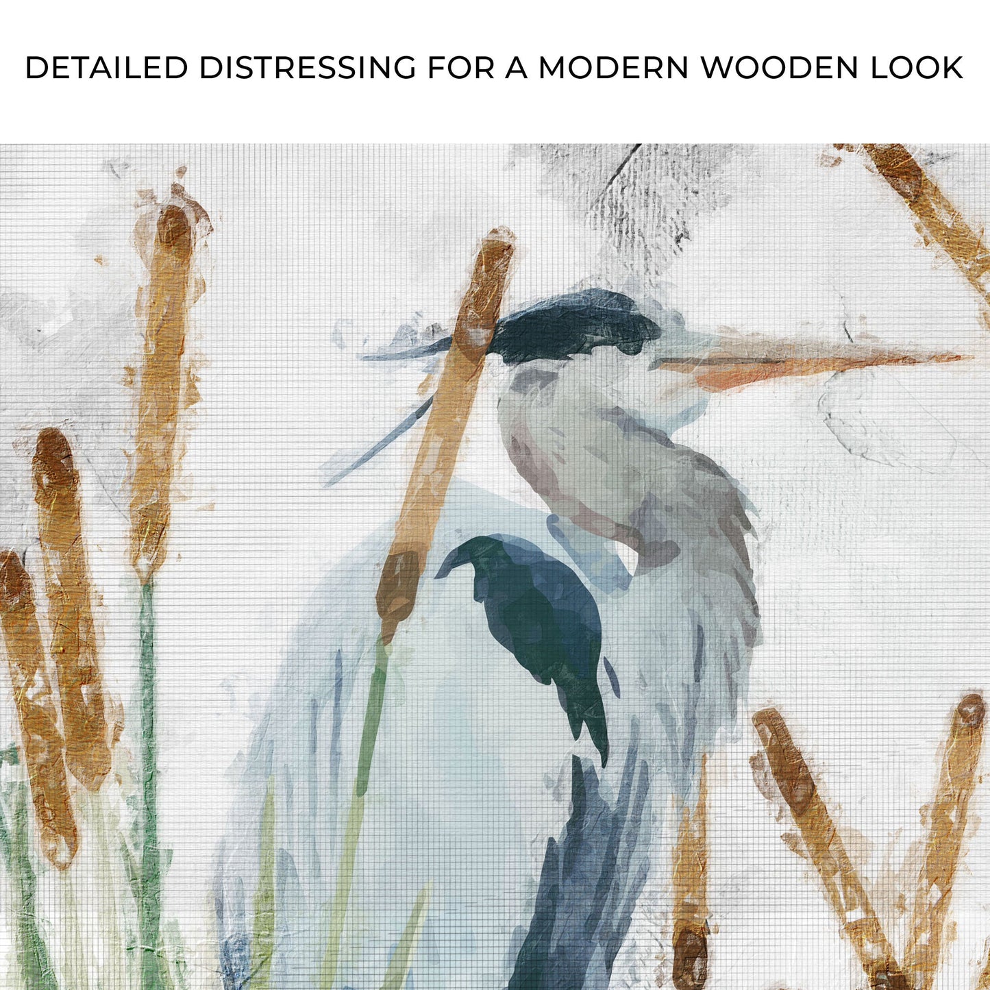 Heron in the Reeds Canvas Wall Art