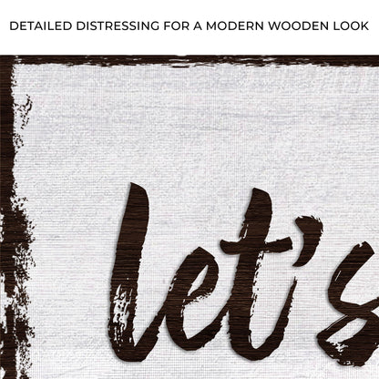 Close-up of the canvas print, with text: Detailed distressing for a modern wooden look