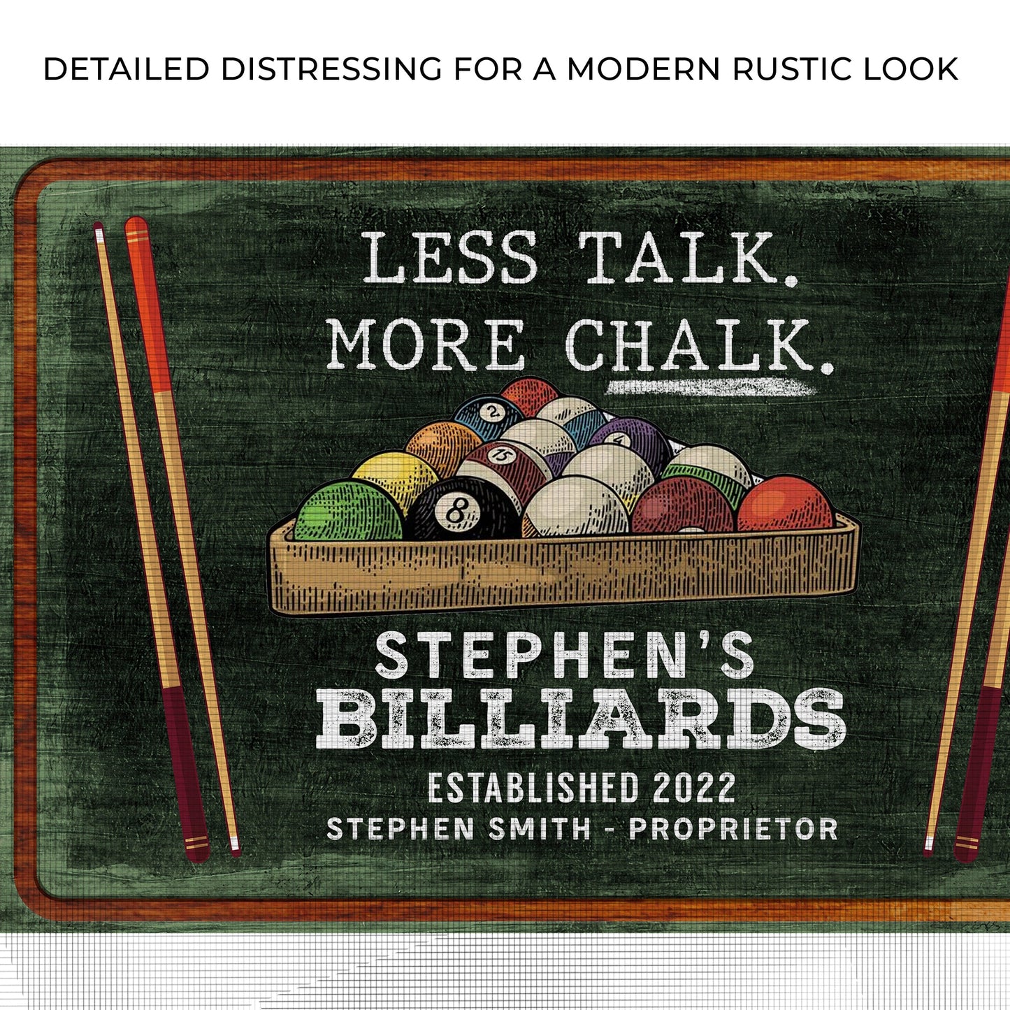 Less Talk More Chalk Billiards Canvas Sign II