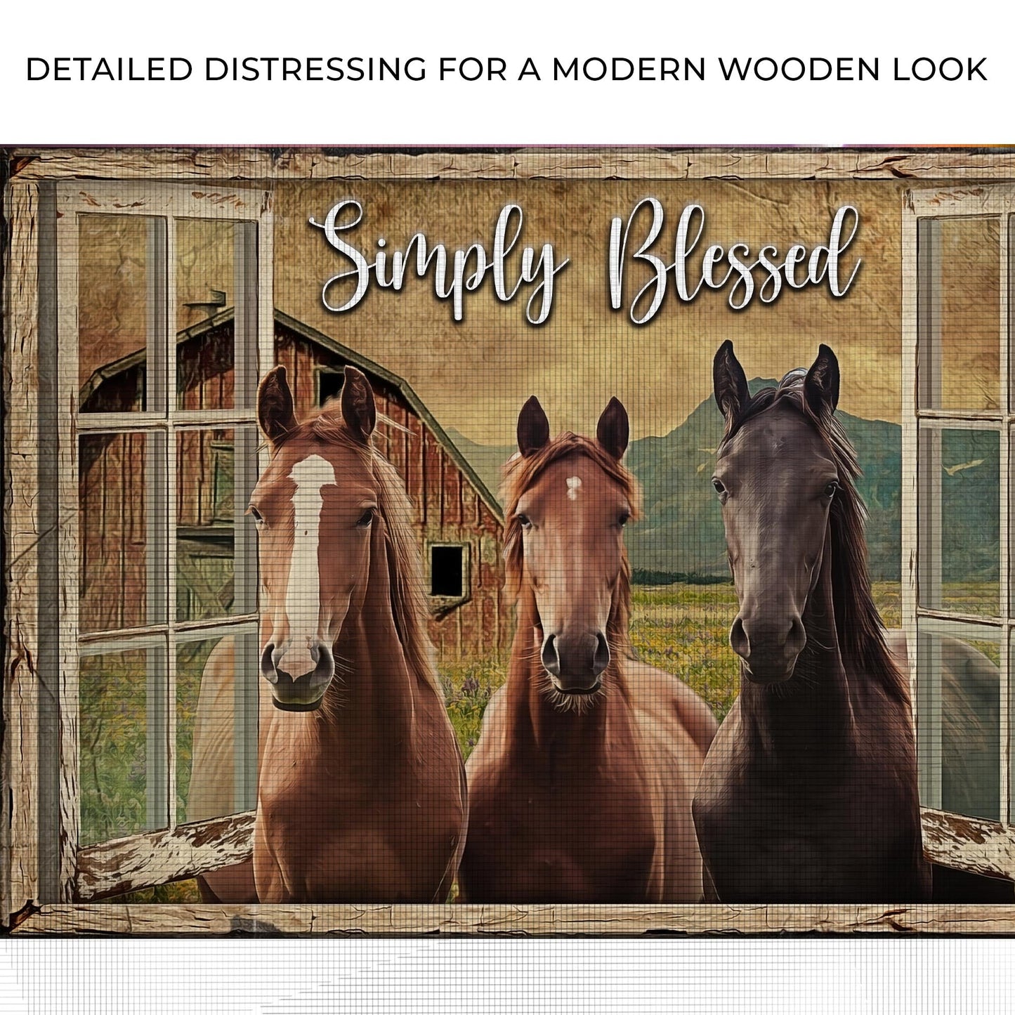 Simply Blessed Horse Farm Sign Canvas Wall Art