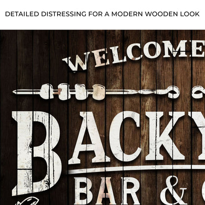 Welcome To Our Backyard Bar And Grill Canvas Sign