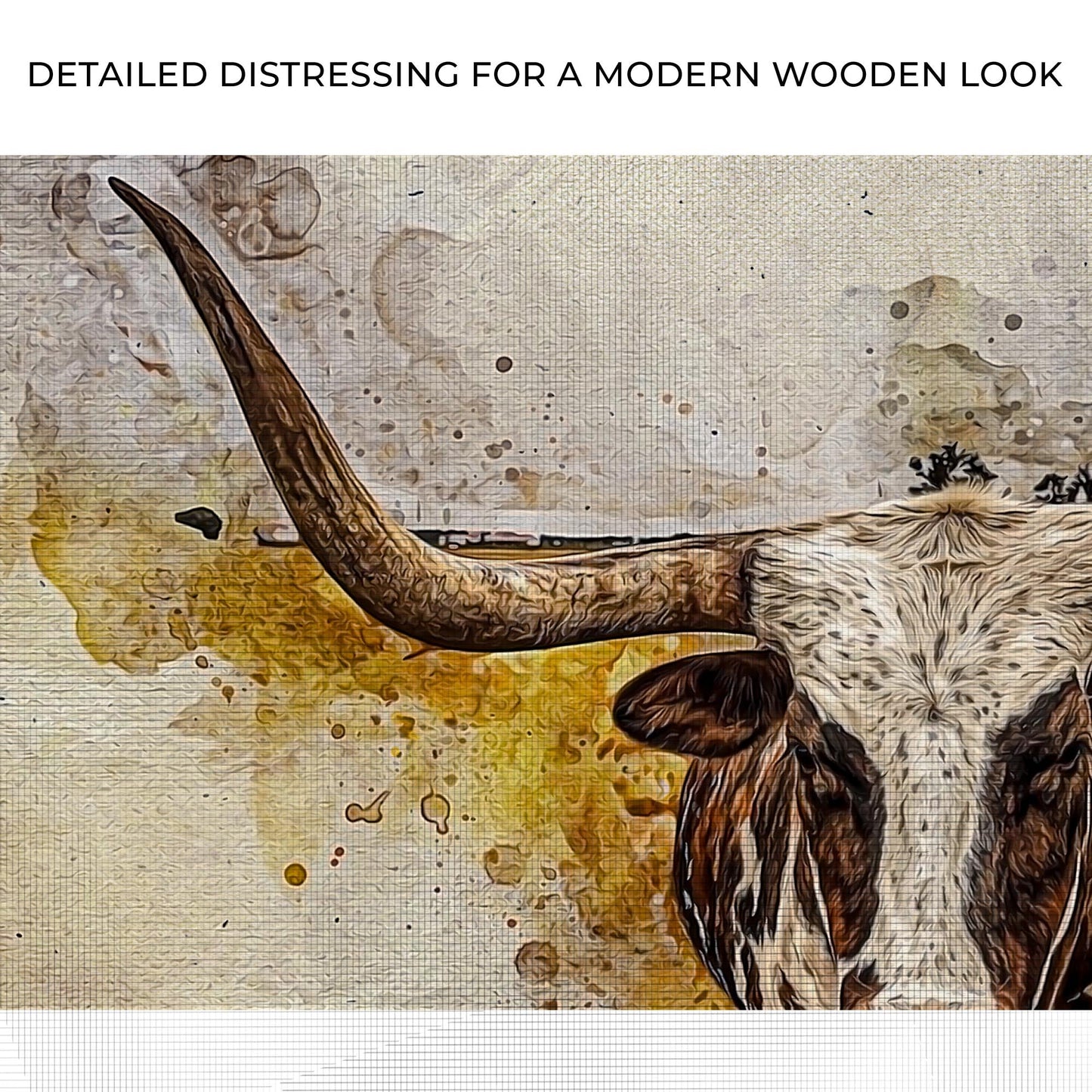Texas Longhorn Watercolor Canvas Wall Art