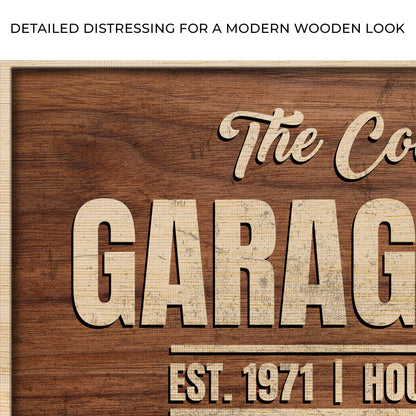 Rustic Garage Bar Canvas Wall Art Sign