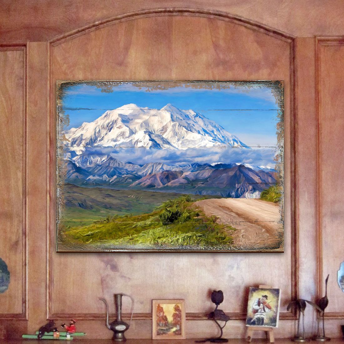 Mountain View Wooden Wall Art - Layered Birch Landscape