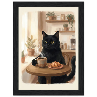 Cat Coffee Wall Art - The Cozy Morning Poster Your Kitchen Has Been Missing - 20x25 cm / 8x10″ - White frame / Ready-to-hang - Sparkycare
