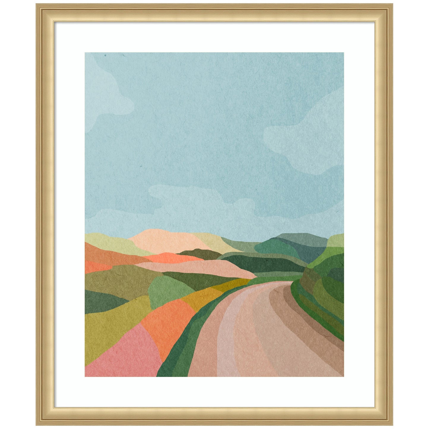 Country Road Landscape Framed Wall Art