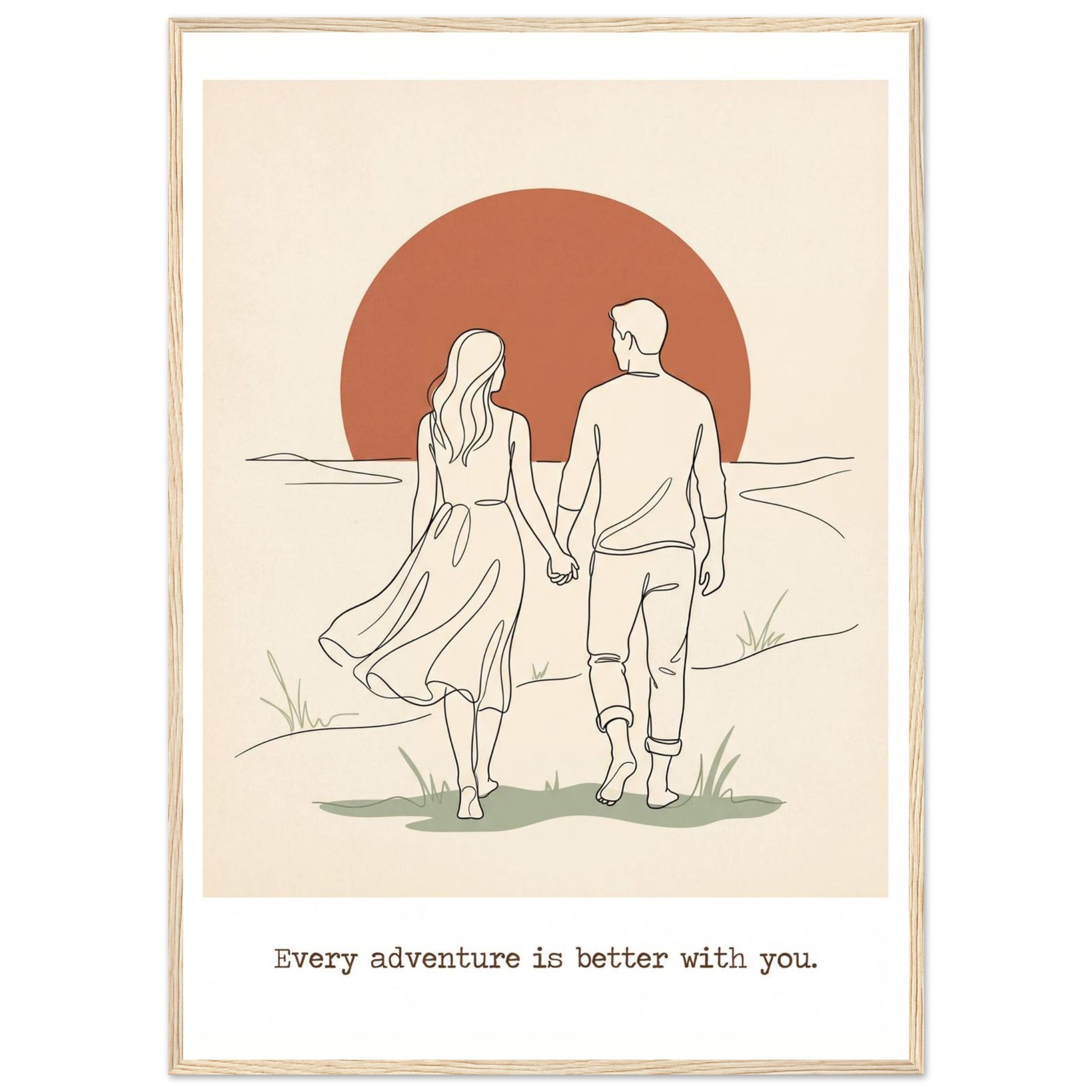 Romantic Wall Art - Couples Poster for Your Bedroom - A1 (59.4 x 84.1 cm) - Wood frame / Ready-to-hang - Sparkycare