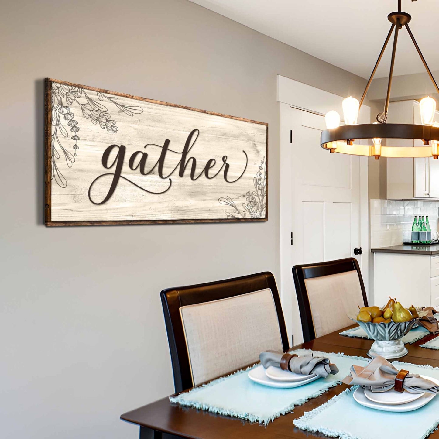 Gather Sign Canvas Wall Art - Bold Typography