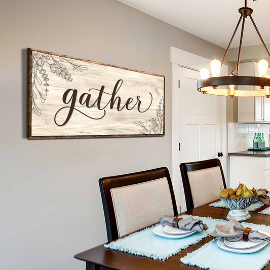Gather Sign Canvas Wall Art - Bold Typography