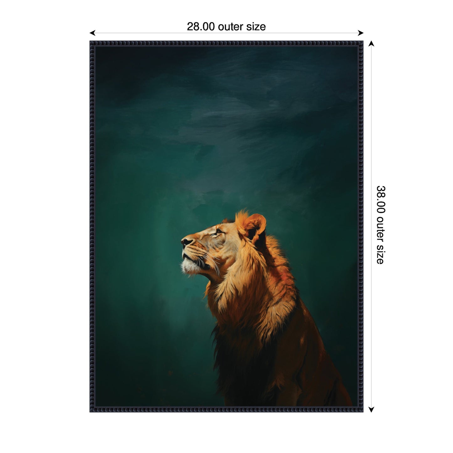 Lion on Tonal Blue Teal Abstract Framed Canvas Wall Art