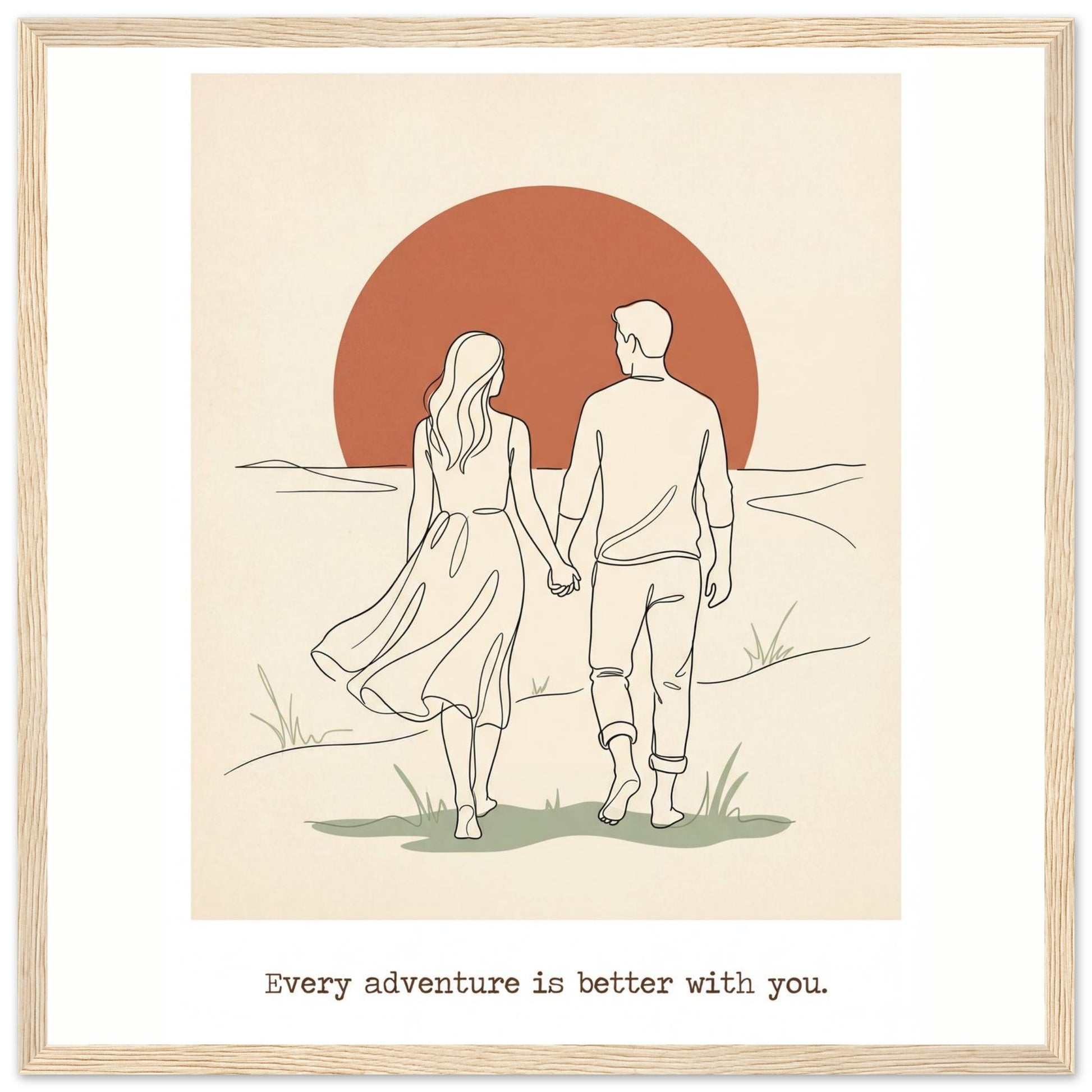 Romantic Wall Art - Couples Poster for Your Bedroom - 40x40 cm / 16x16″ - Wood frame / Ready-to-hang - Sparkycare