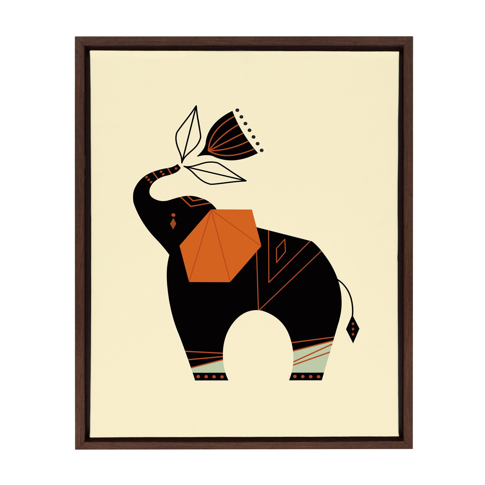 Modern elephant framed canvas wall art