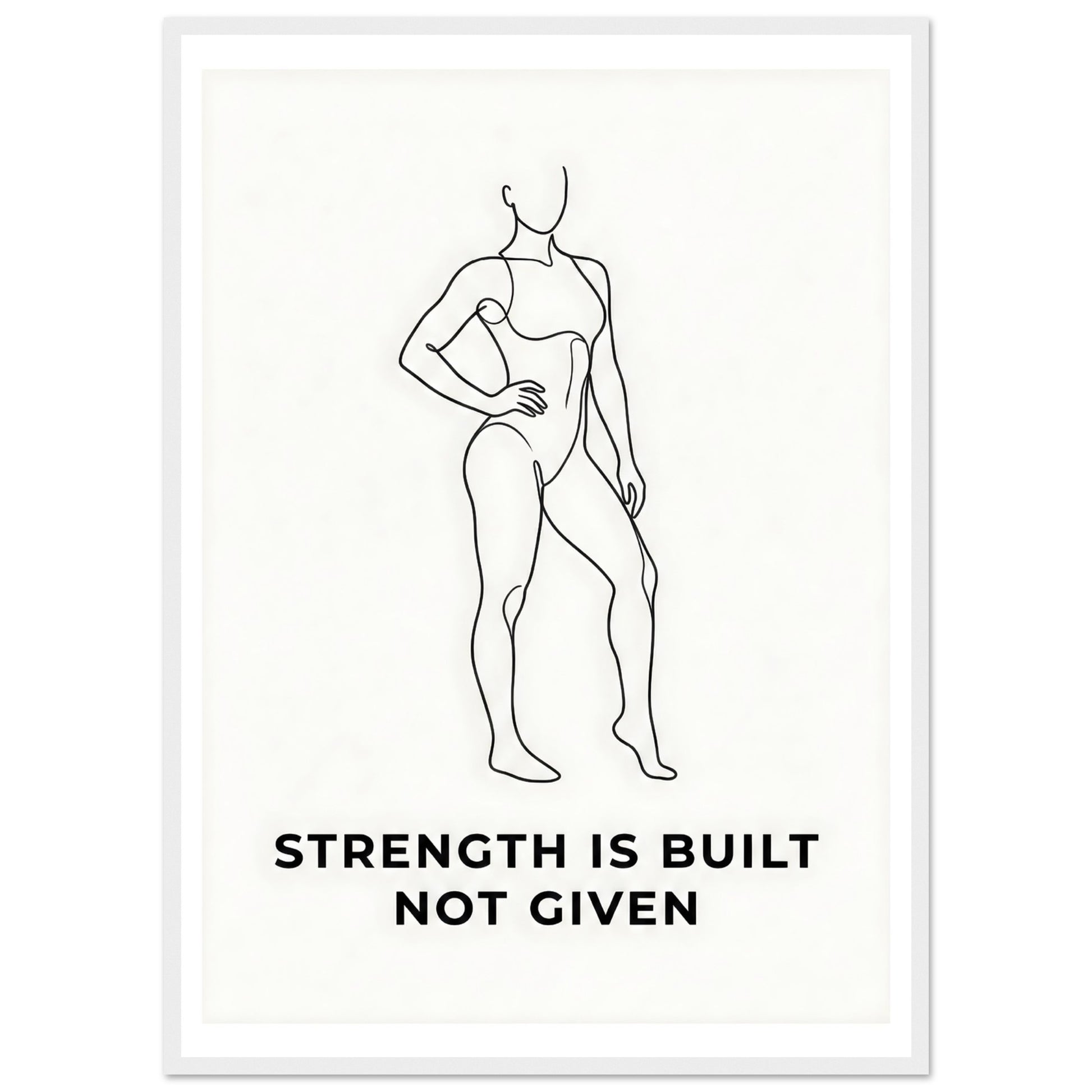Women Fitness Poster — Strength Is Built Not Given - 50x70 cm / 20x28″ - White frame / Ready-to-hang - Sparkycare