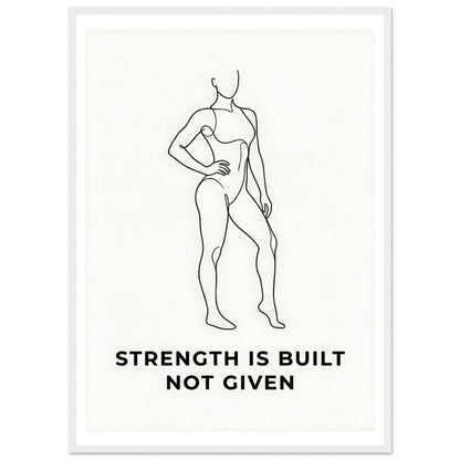 Women Fitness Poster — Strength Is Built Not Given - 50x70 cm / 20x28″ - White frame / Ready-to-hang - Sparkycare