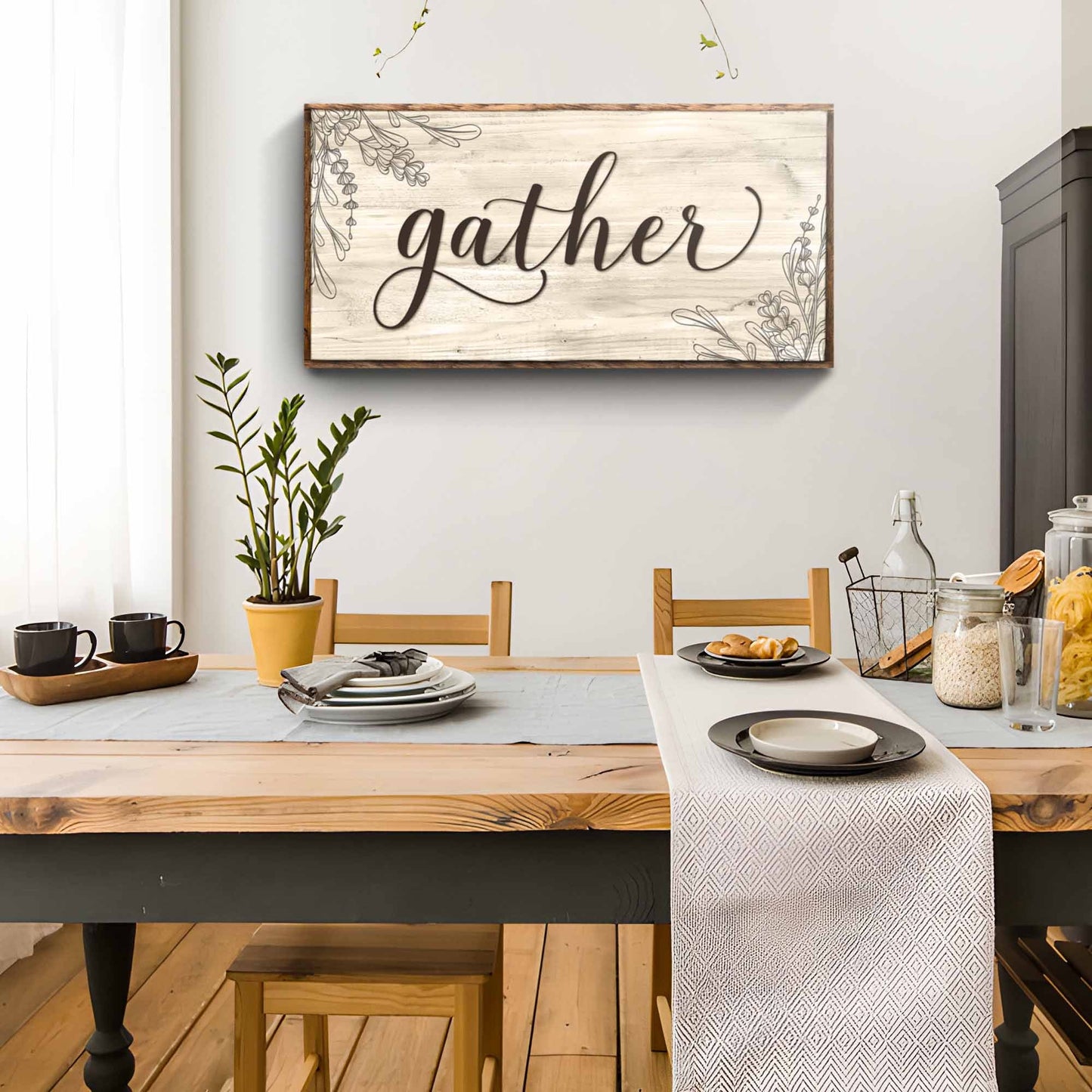 Gather Sign Canvas Wall Art - Bold Typography