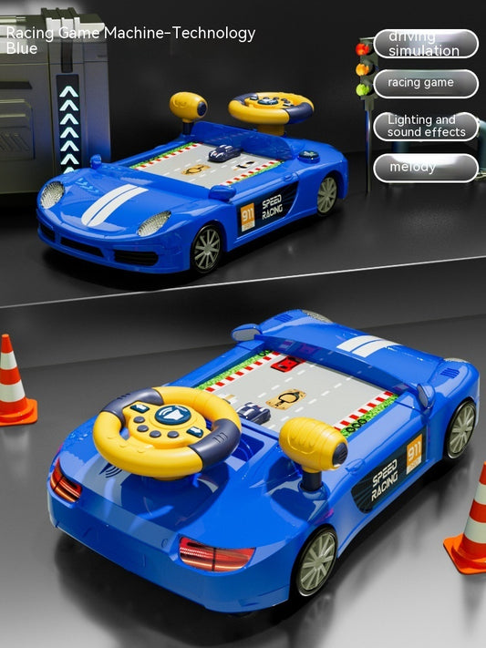 blue toy steering wheel for toddlers with lights and sounds
