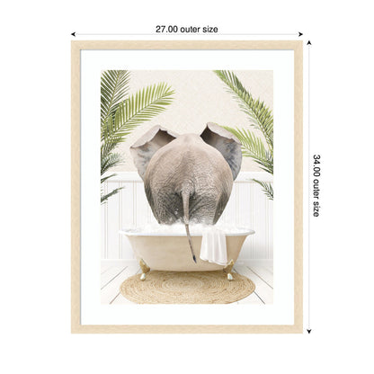 Elephant Back in Palm Bathtub by Amy Peterson Framed Wall Art Print