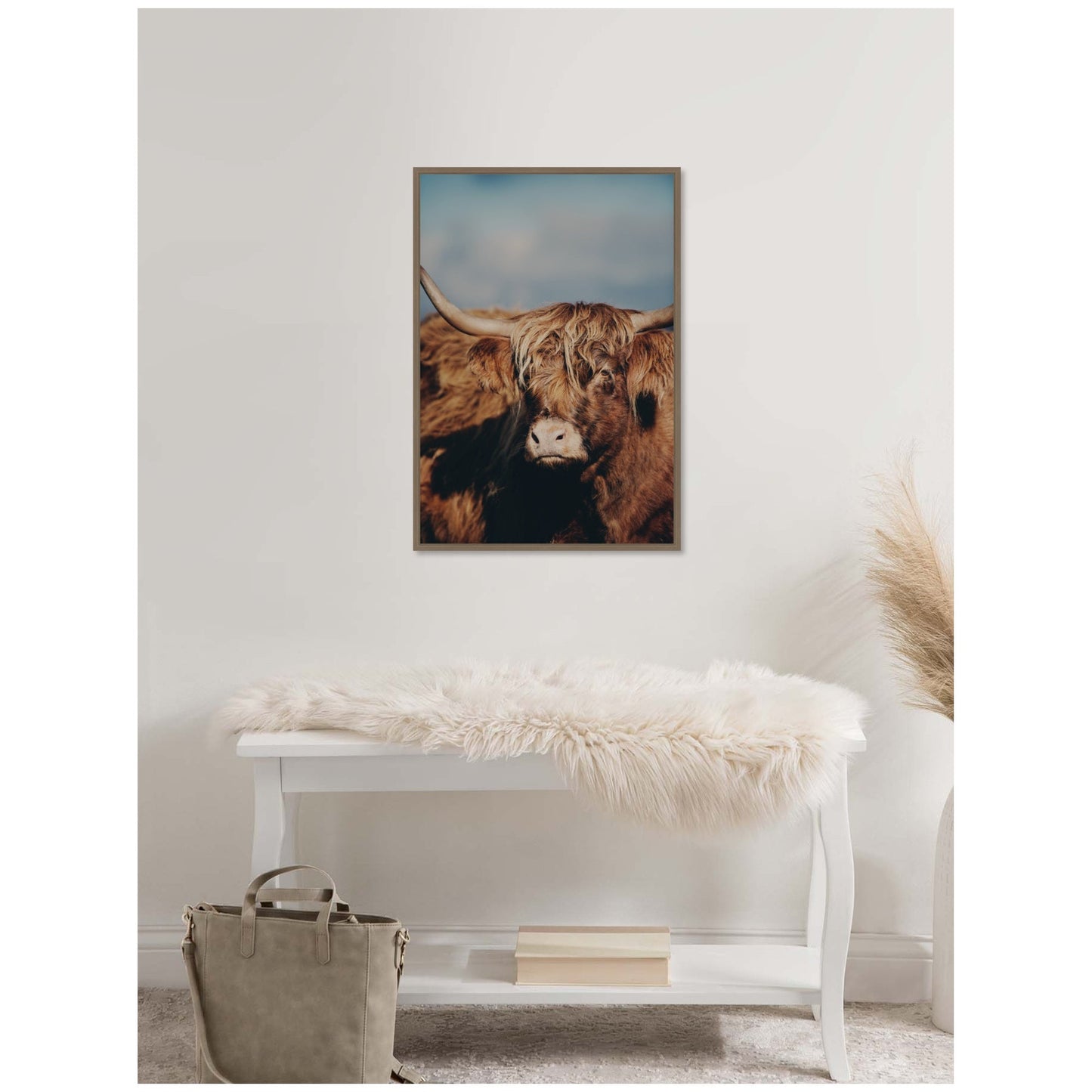 Highland Cow Portrait Framed Canvas Wall Art