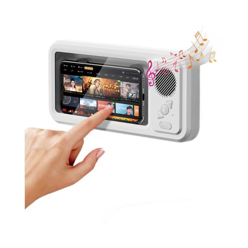 Waterproof Shower Phone Holder with Bluetooth Speaker – Stream & Sing Hands-Free